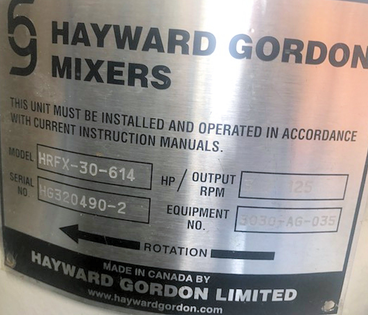 3 Units - Unused Hayward Gordon Model Hrfx-30-614agitators With 3 Hp Motor)